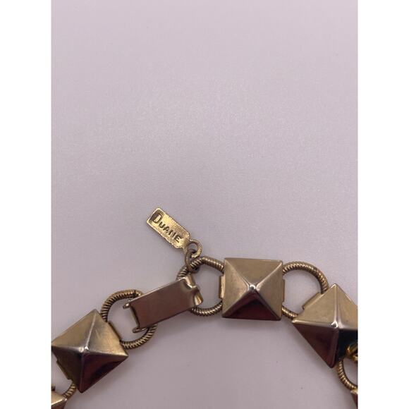 Duane Signed Gold Tone Blue Rhinestone Bracelet - Picture 2 of 4